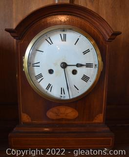 19th Century Antique Mahogany Inlaid Mantel Clock